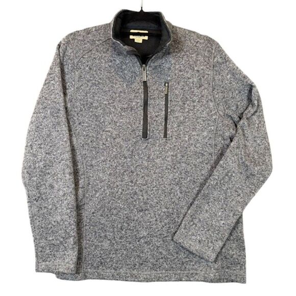 Woolrich Sweater 1/4 Zip Charcoal Gray Black Chest Pocket Men's Size Medium - Picture 1 of 12